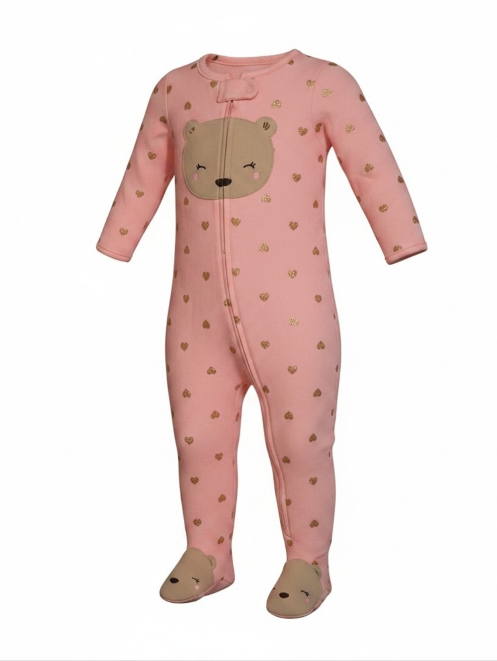 NEW Child Of Mine | Sweet Bear Pink Hearts Footie Sleeper | Size 3-6M